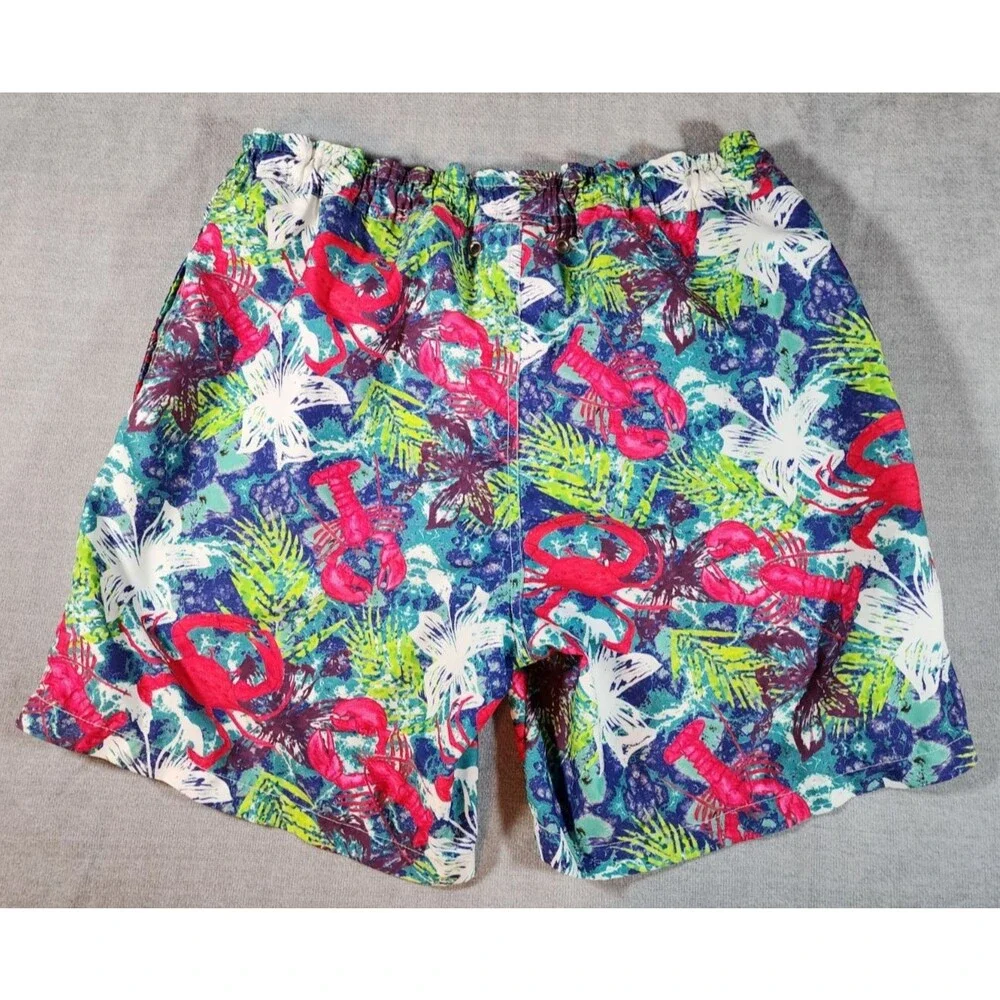 OndadeMar Men's Medium Swim Trunks Crab Lobster Print Beach Resort Swimwear